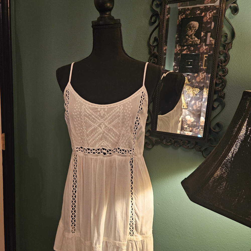 White Lace Dress with Spaghetti Straps